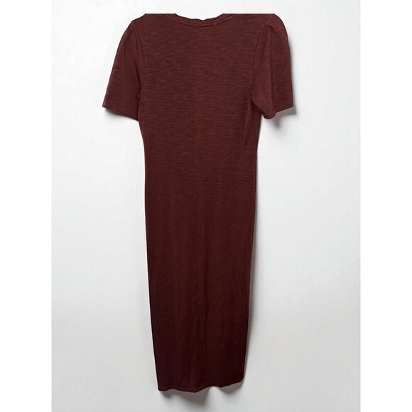 Lilla P Brown Maxi Dress XS V-Neck Short Sleeve Soft Jersey Minimalist Chic - Picture 12 of 16